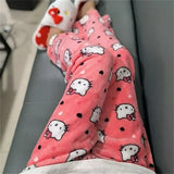 Girls' Soft Cotton-Blend Pajama Set with Cute Kitty Print