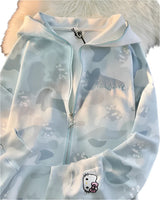 Y2K Cinnawrld Hooded Zipper Sweatshirt: Kawaii Anime Cotton Long Sleeve Sweater