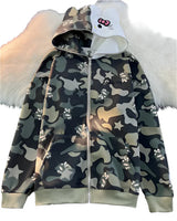 Y2K Cinnawrld Hooded Zipper Sweatshirt: Kawaii Anime Cotton Long Sleeve Sweater