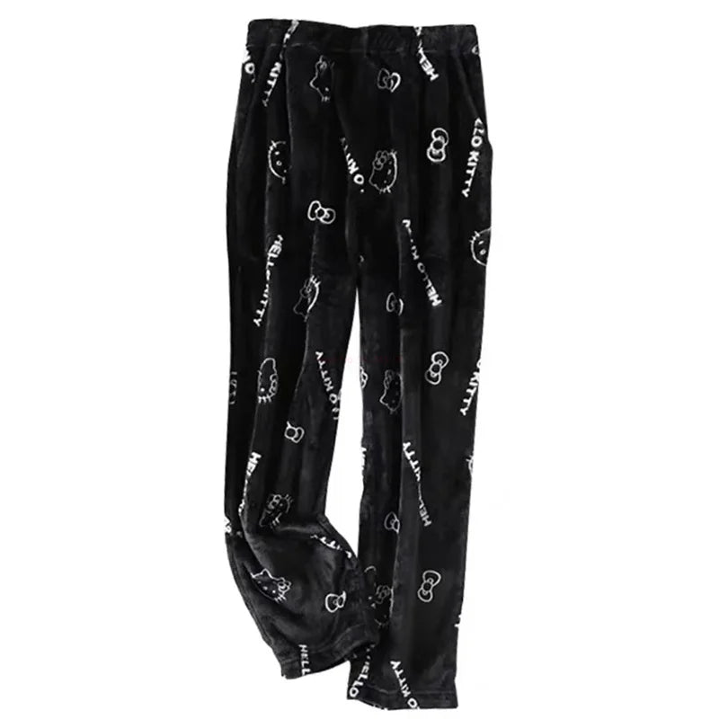 Girls' Soft Cotton-Blend Pajama Set with Cute Kitty Print