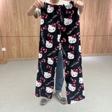 Girls' Soft Cotton-Blend Pajama Set with Cute Kitty Print