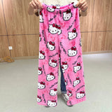 Girls' Soft Cotton-Blend Pajama Set with Cute Kitty Print