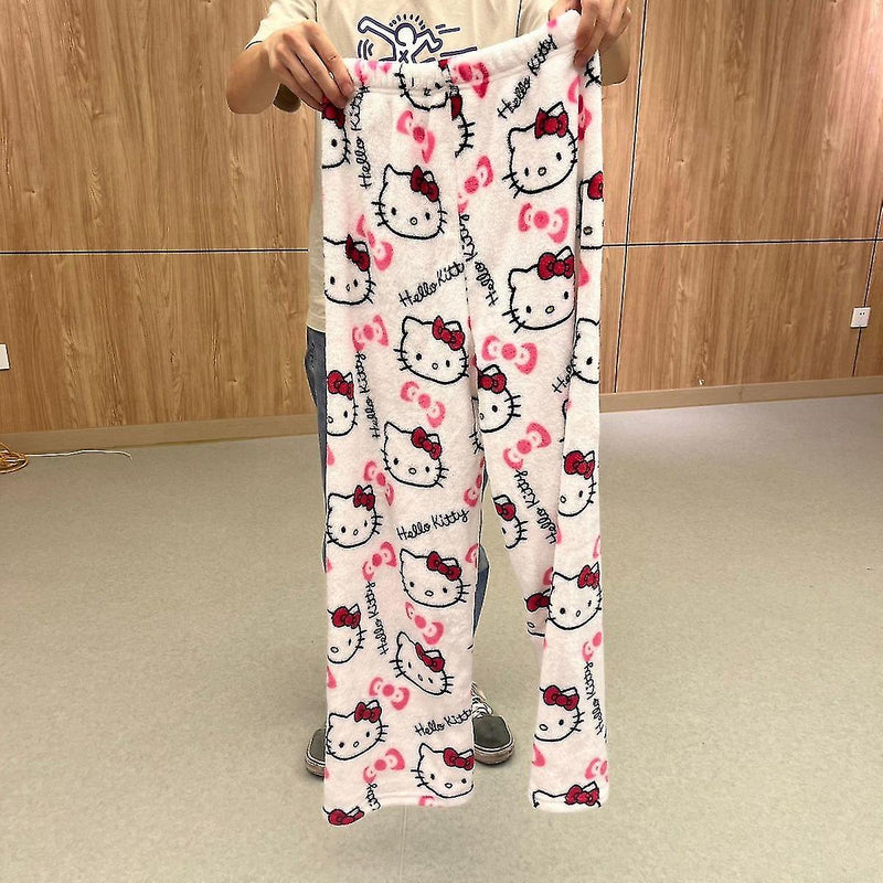 Girls' Soft Cotton-Blend Pajama Set with Cute Kitty Print
