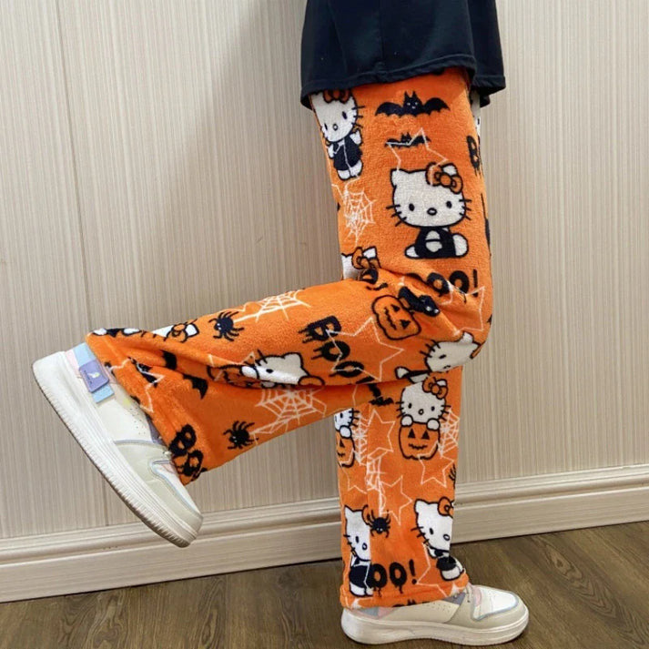 Girls' Soft Cotton-Blend Pajama Set with Cute Kitty Print