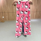 Girls' Soft Cotton-Blend Pajama Set with Cute Kitty Print