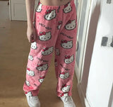 Girls' Soft Cotton-Blend Pajama Set with Cute Kitty Print